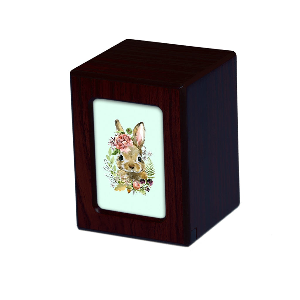 SMALL PY06 Photo Frame Urn - Rabbit & Floral Crown Dark Cherry
