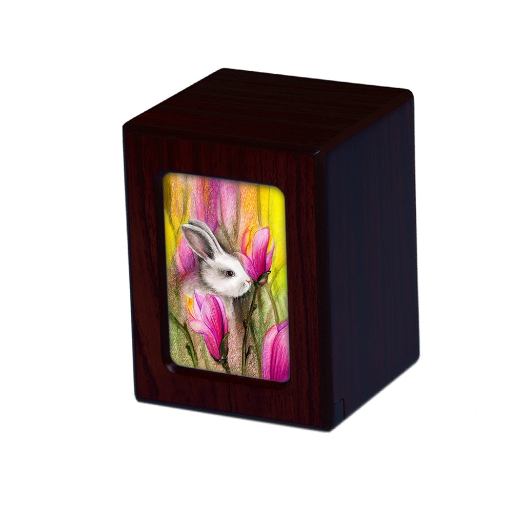 SMALL PY06 Photo Frame Urn - Rabbit with Tulips Dark Cherry