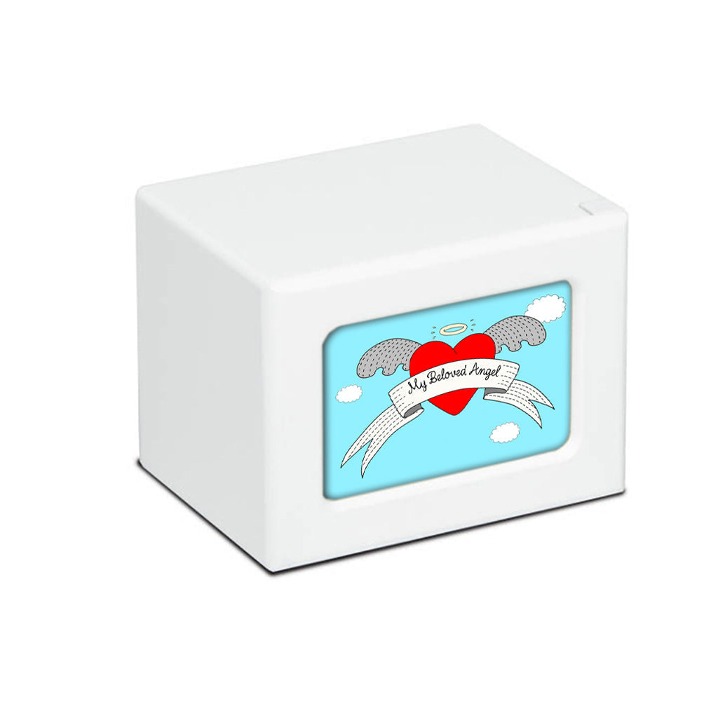 SMALL PY06 Photo Frame Urn - My Beloved Angel White