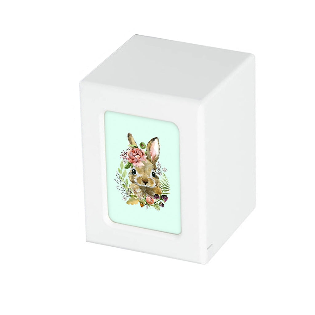 SMALL PY06 Photo Frame Urn - Rabbit & Floral Crown White