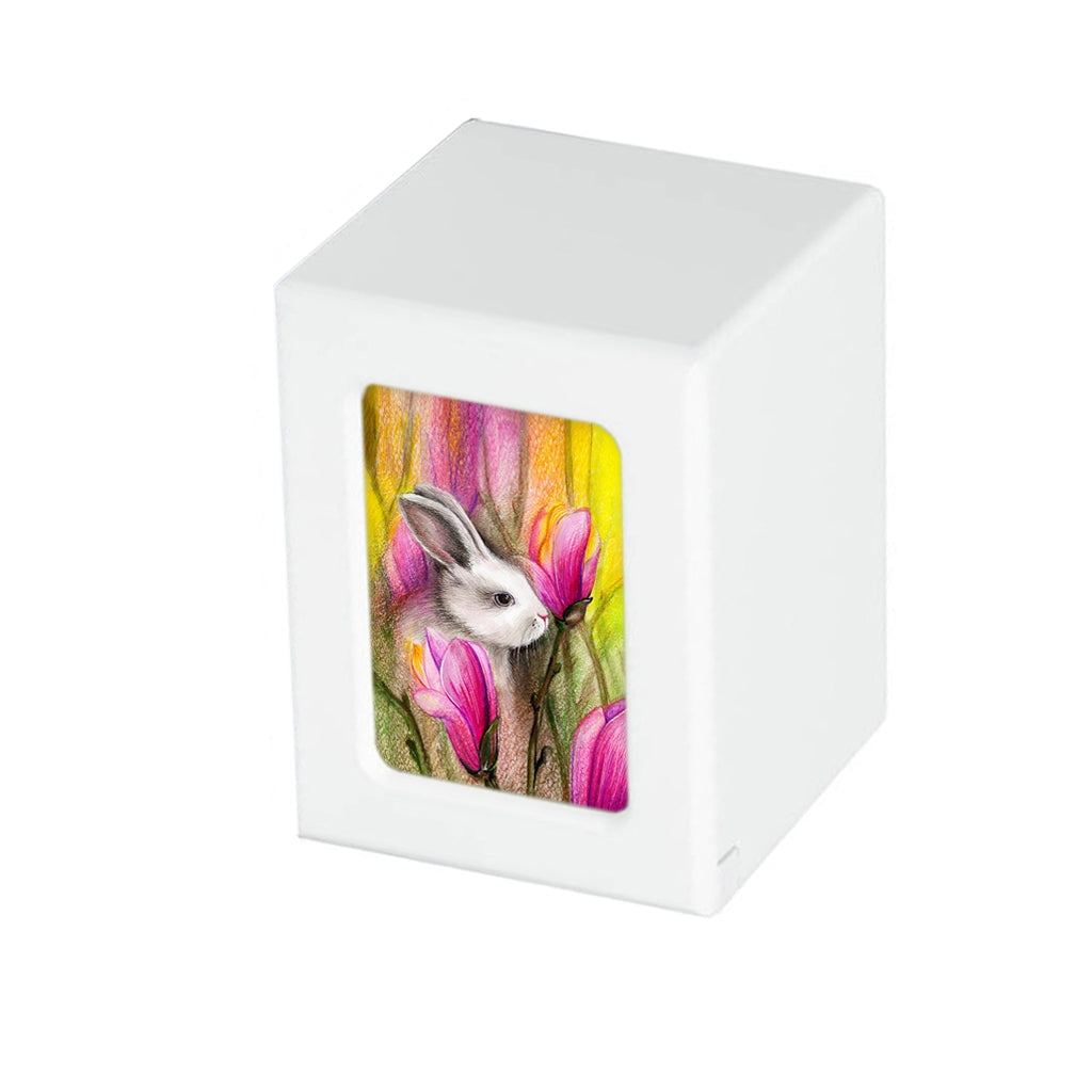 SMALL PY06 Photo Frame Urn - Rabbit with Tulips White