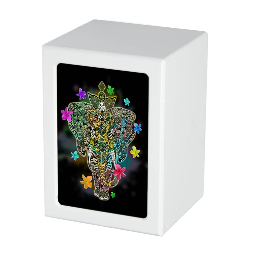 EXTRA LARGE Photo Frame Urn - PY06 - Zentangle Elephant White
