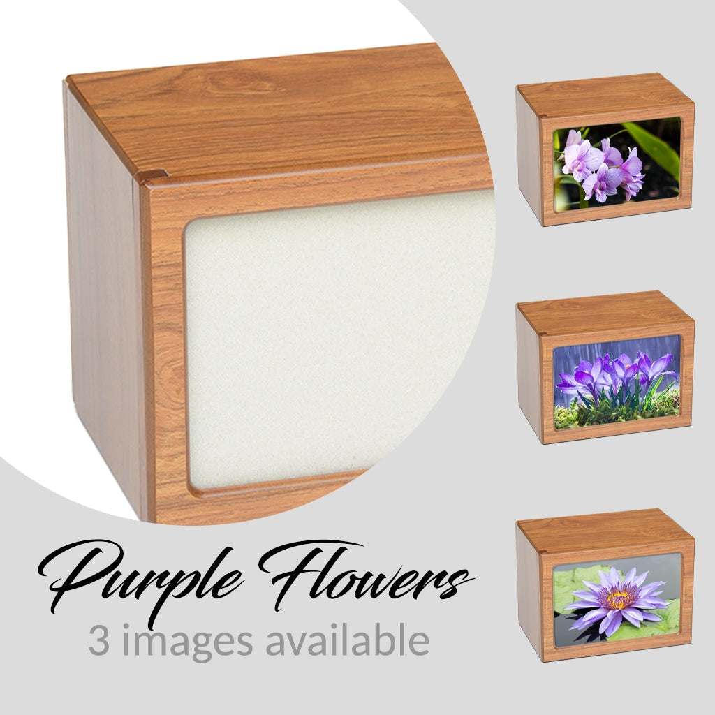 EXTRA LARGE Photo Frame urn PY06 - Purple Flowers Brown