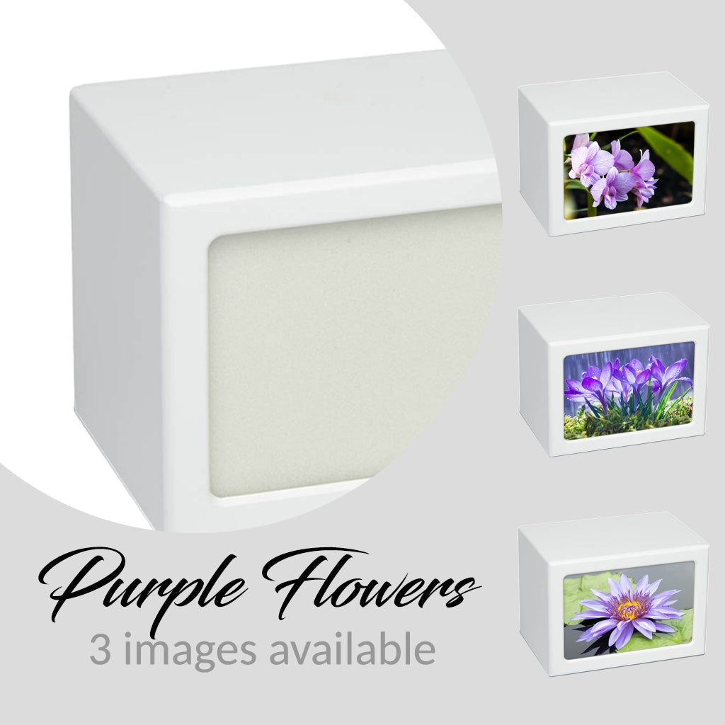 EXTRA LARGE Photo Frame urn PY06 - Purple Flowers White