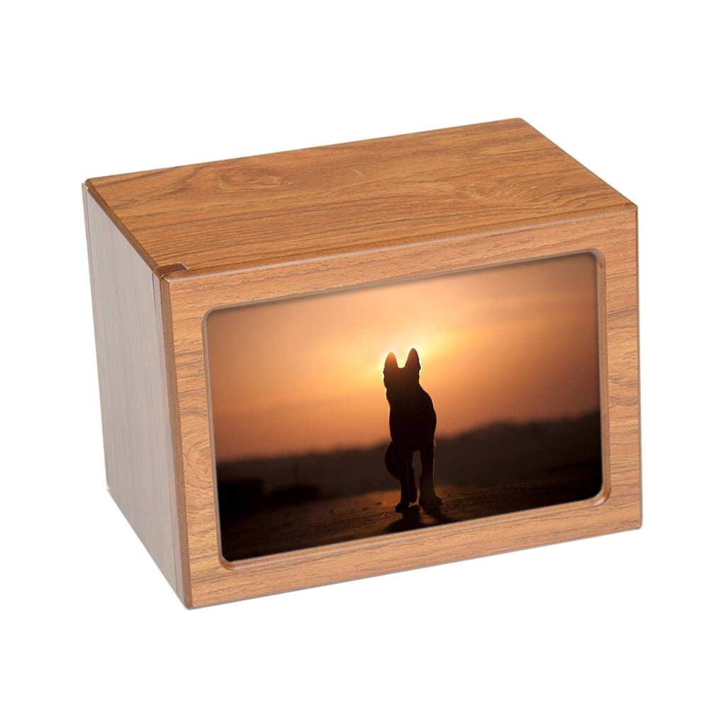 LARGE Photo Frame Urn -PY06- Dog Silhouette at Sunset Brown