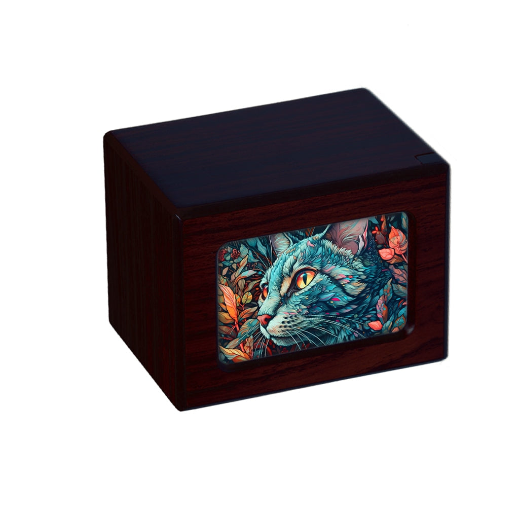 SMALL PY06 - Abstract Colorful Cat Dark Cherry