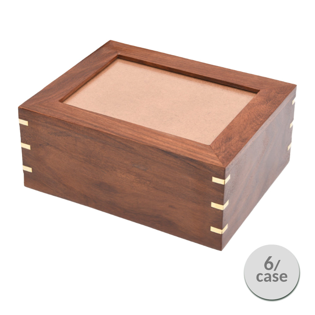 LARGE - Rosewood Photo Frame Urn -517- Brass coners -Case of 6