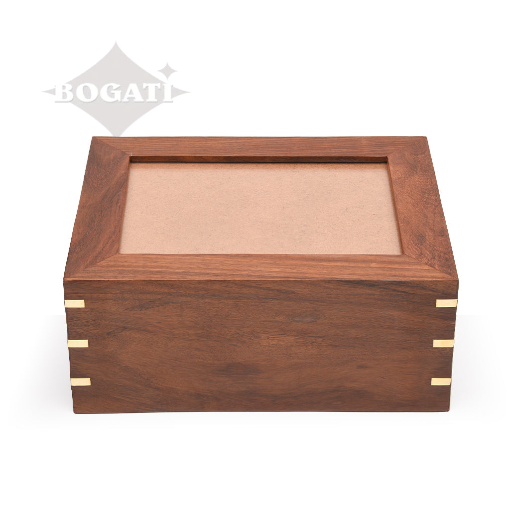 LARGE - Rosewood Photo Frame Urn -517- Brass coners