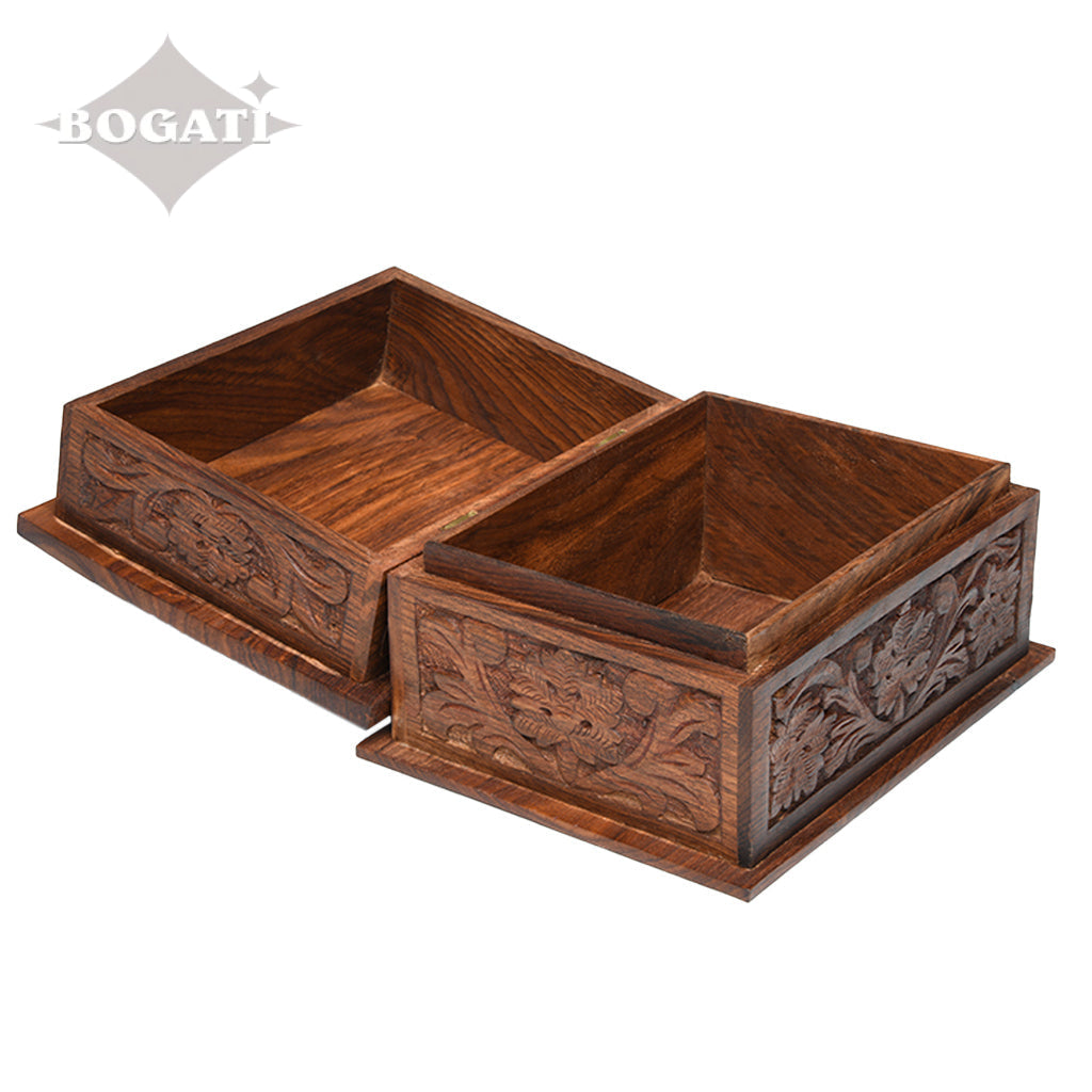 ADULT - Rosewood Memory Box Urn - Rustic look - Leaf Design - Case of 6