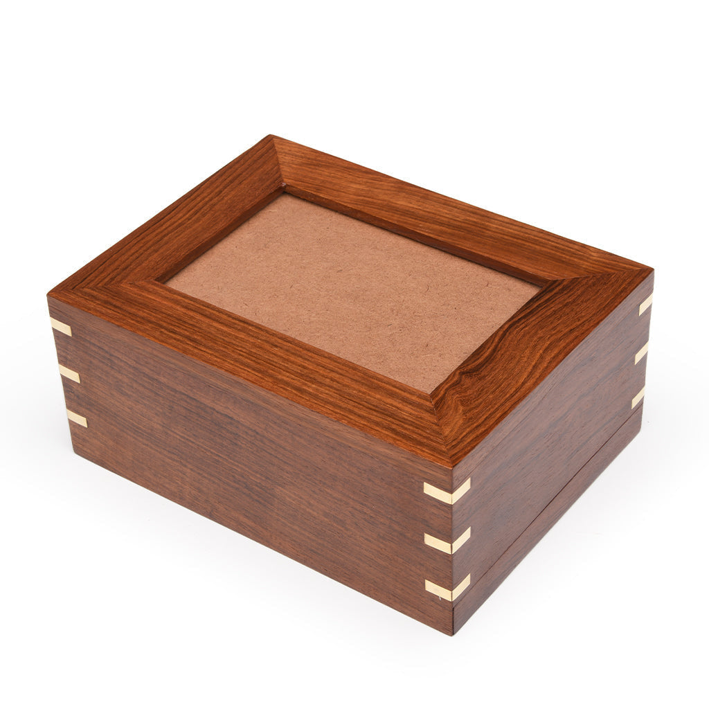 IMPERFECT SELECTION - MEDIUM - Rosewood Photo Frame Urn -517- Brass coners