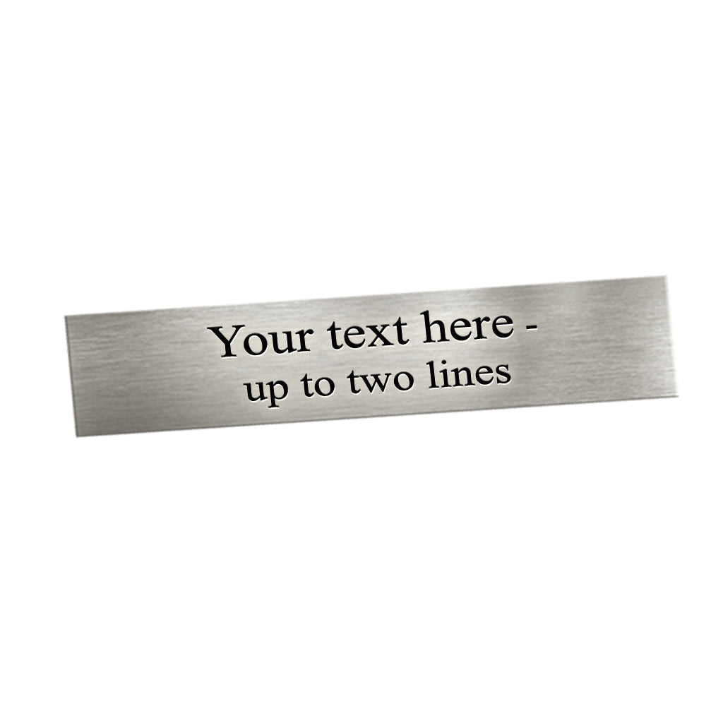 Engraved Brass Plate ~ Size 4"X 3/4" Silver plate - Black text