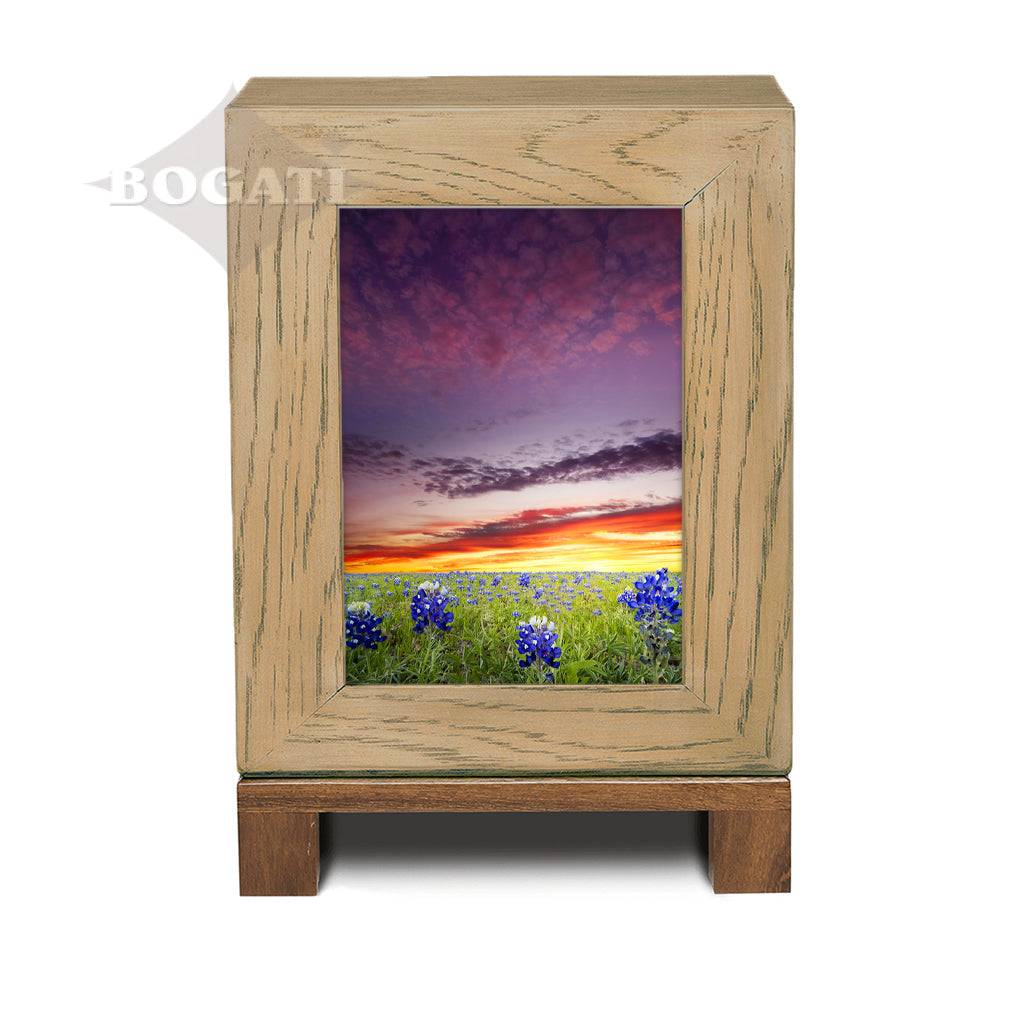 IMPERFECT SELECTION - DULT Rustic Style Photo Frame Urn - Bluebonnets at Sunset