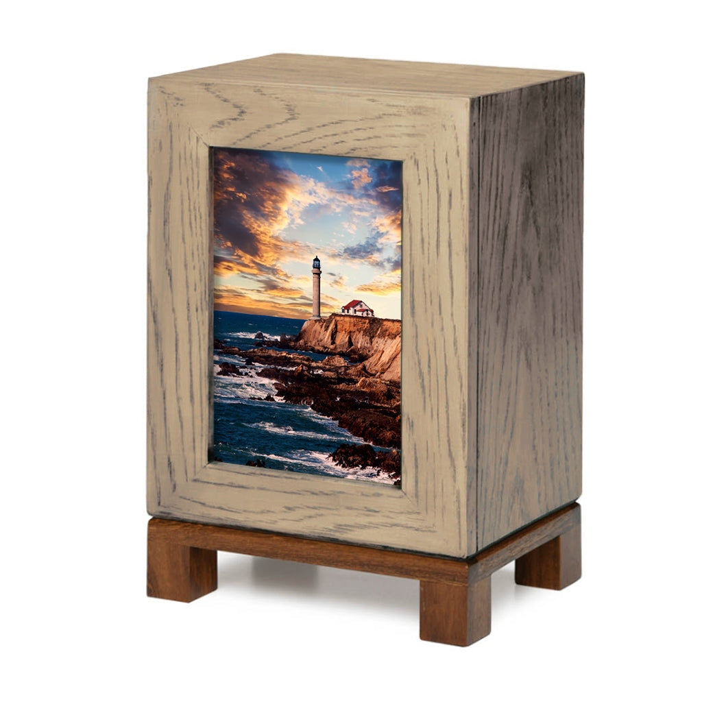 ADULT Rustic Style Photo Frame Urn - Lighthouse at Sunset