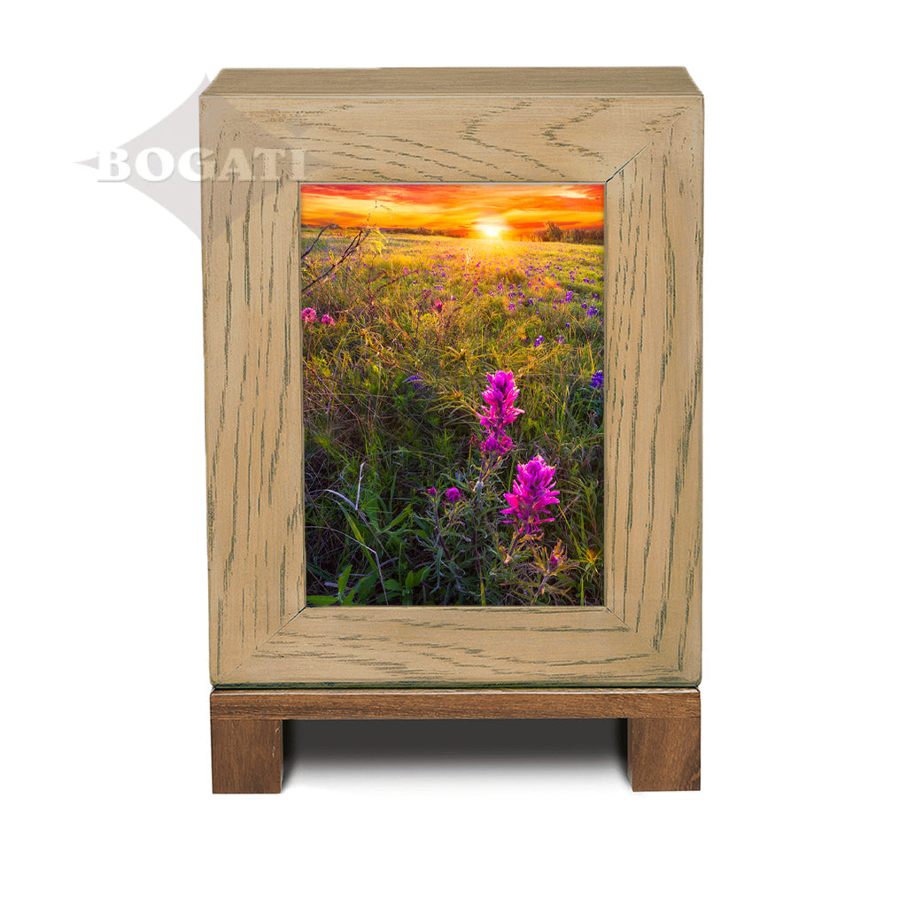 IMPERFECT SELECTION - ADULT Rustic Style Photo Frame Urn - Wildflowers Landscape