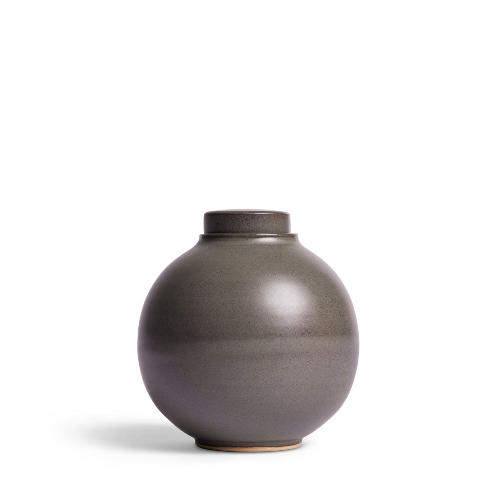 SMALL - Ceramic Urn - Solstice X Terra Noir MOON Gray Shino