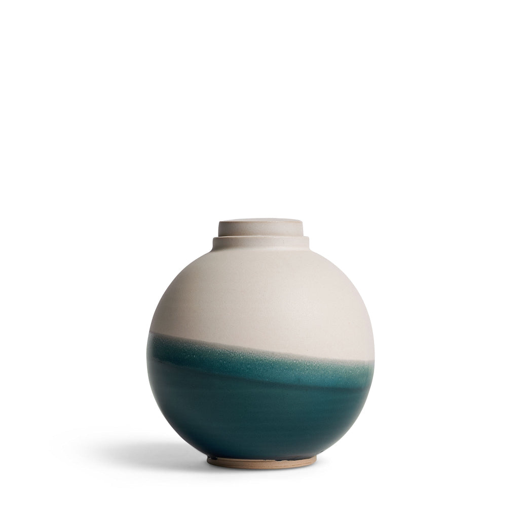 SMALL - Ceramic Urn - Solstice X Terra Noir MOON White-Blue