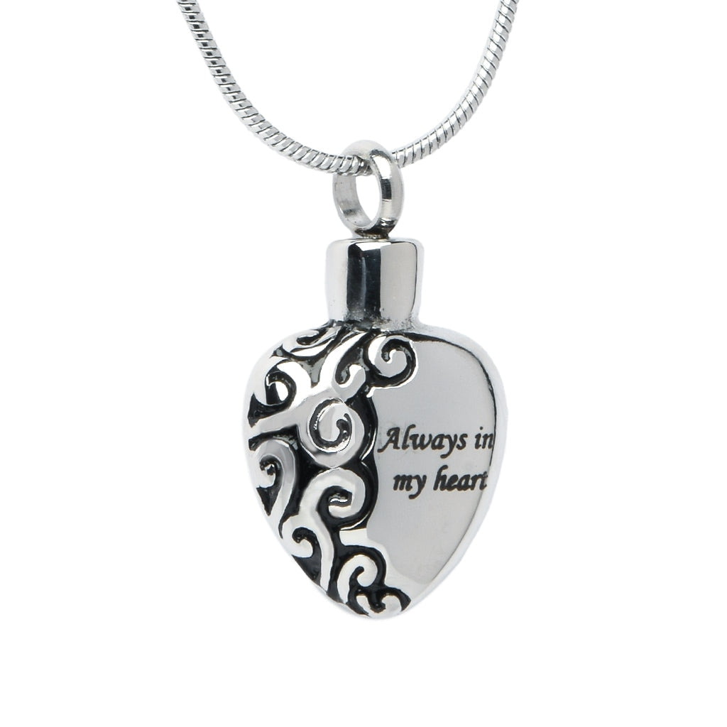 J-006 - “Always In My Heart” - Silver-tone - Pendant with Chain - Silver