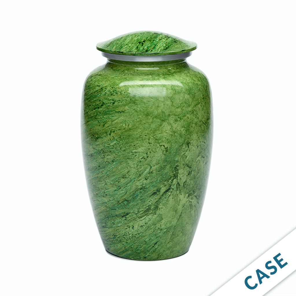ADULT -Classic Alloy Urn - Hand-painted Stone-look - Case of 4 Green