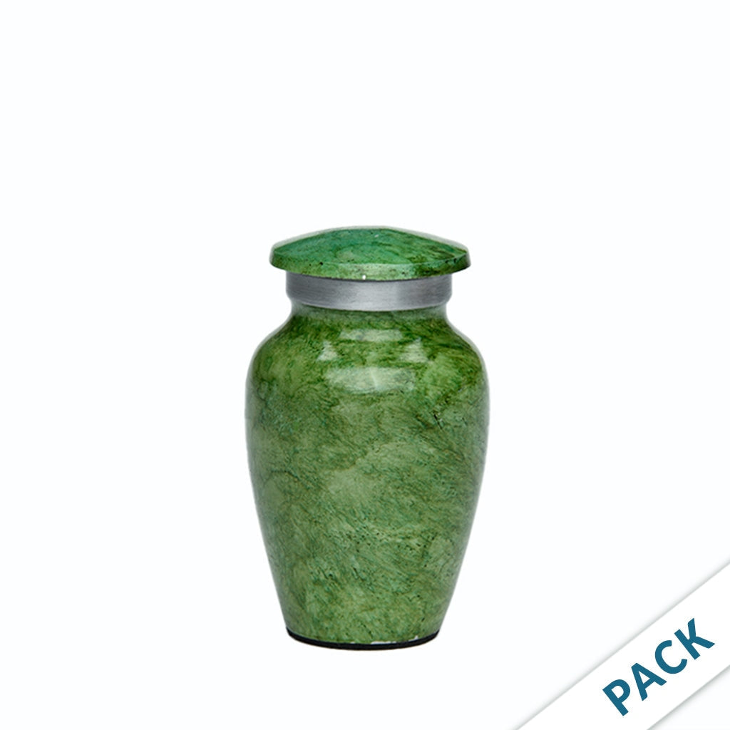 KEEPSAKE -Alloy Urn -Hand Painted Stone-look - Pack of 10 Green