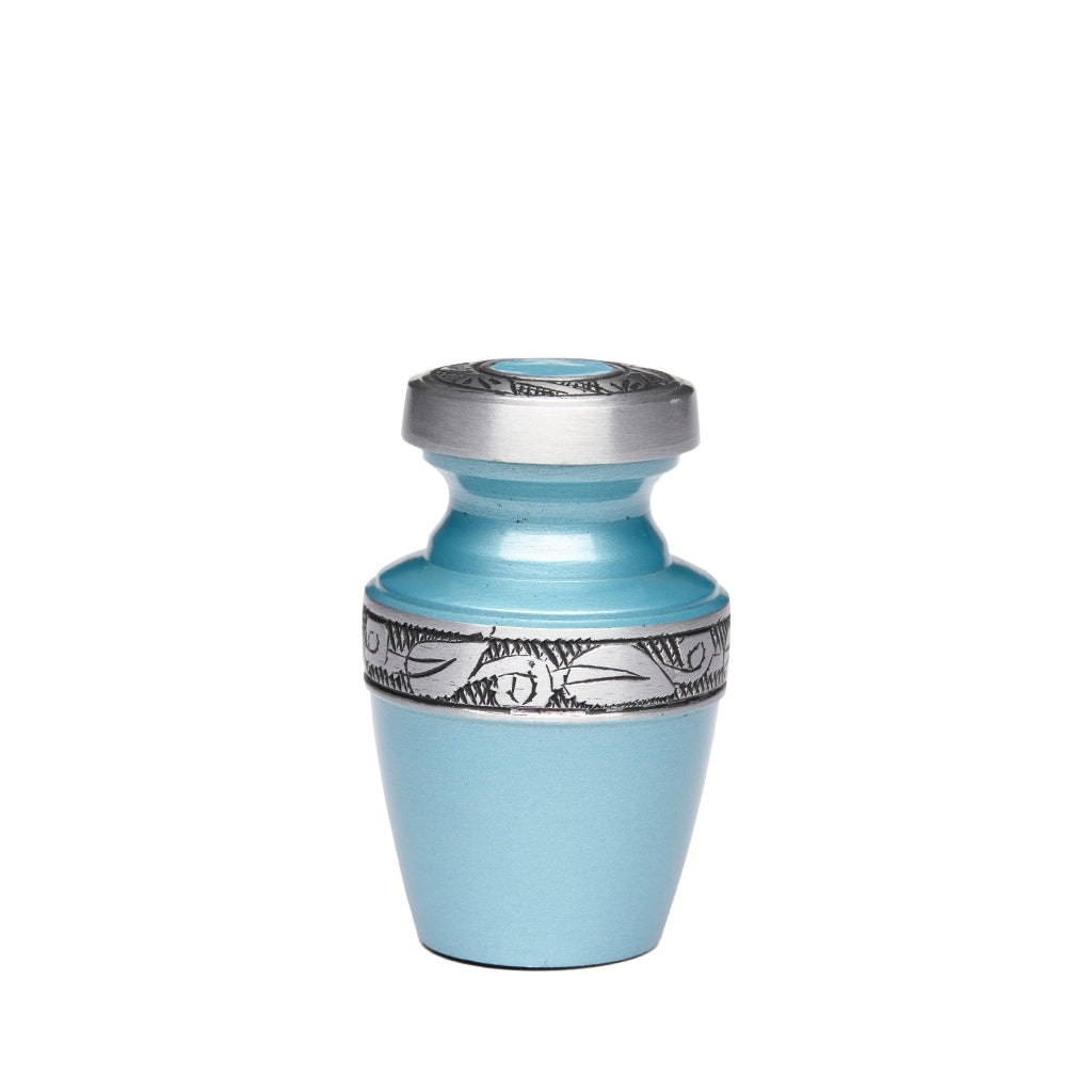 KEEPSAKE - Alloy Urn -2116- Grecian with Bogati Jasmine Border Blue