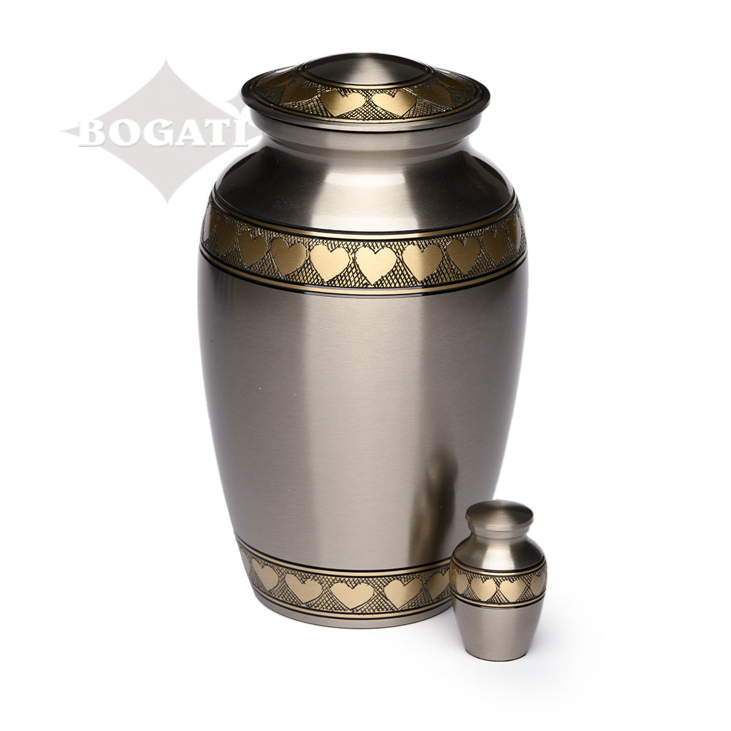 Keepsake Brass Urn with Hearts Bogati Urn Company
