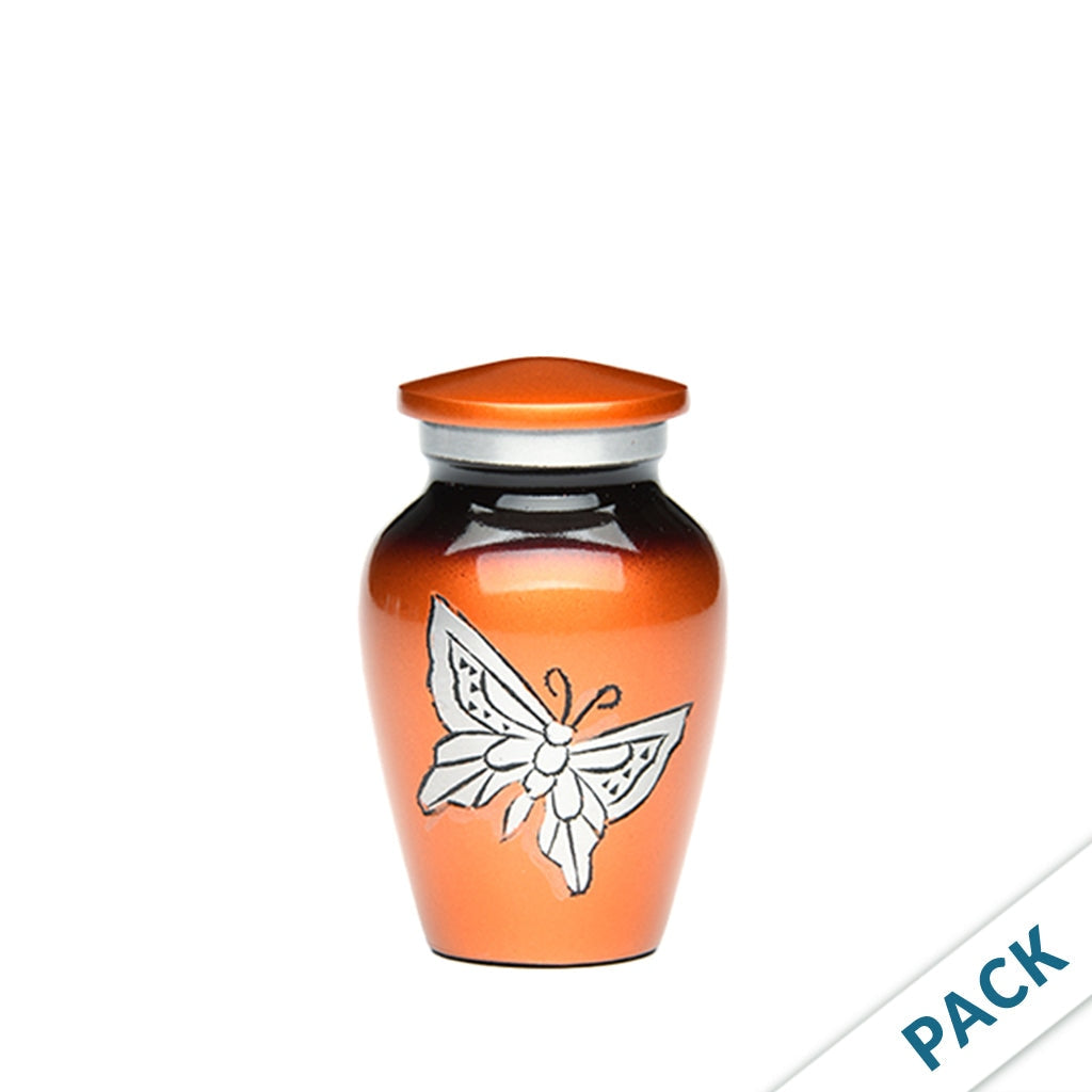 CLEARANCE - KEEPSAKE -Classic Alloy Urn -2415– with Engraved Butterfly - Pack of 10 Rust