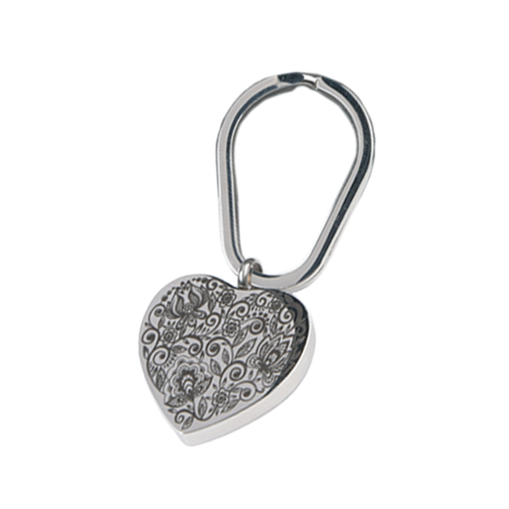 J-305 - Paisley Flowers Heart - Keychain