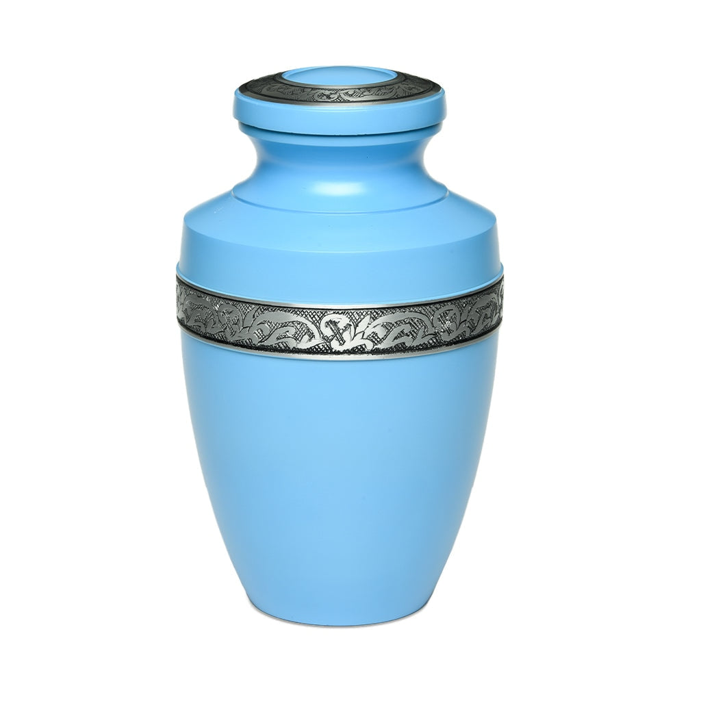 ADULT - Alloy Urn -3076- Grecian with Flowing Vine Blue