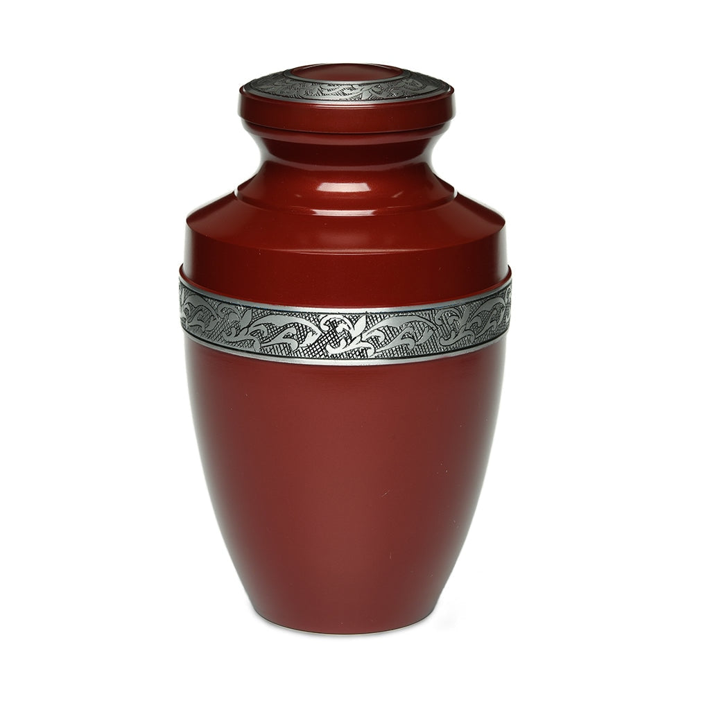 ADULT - Alloy Urn -3076- Grecian with Flowing Vine Brick Red