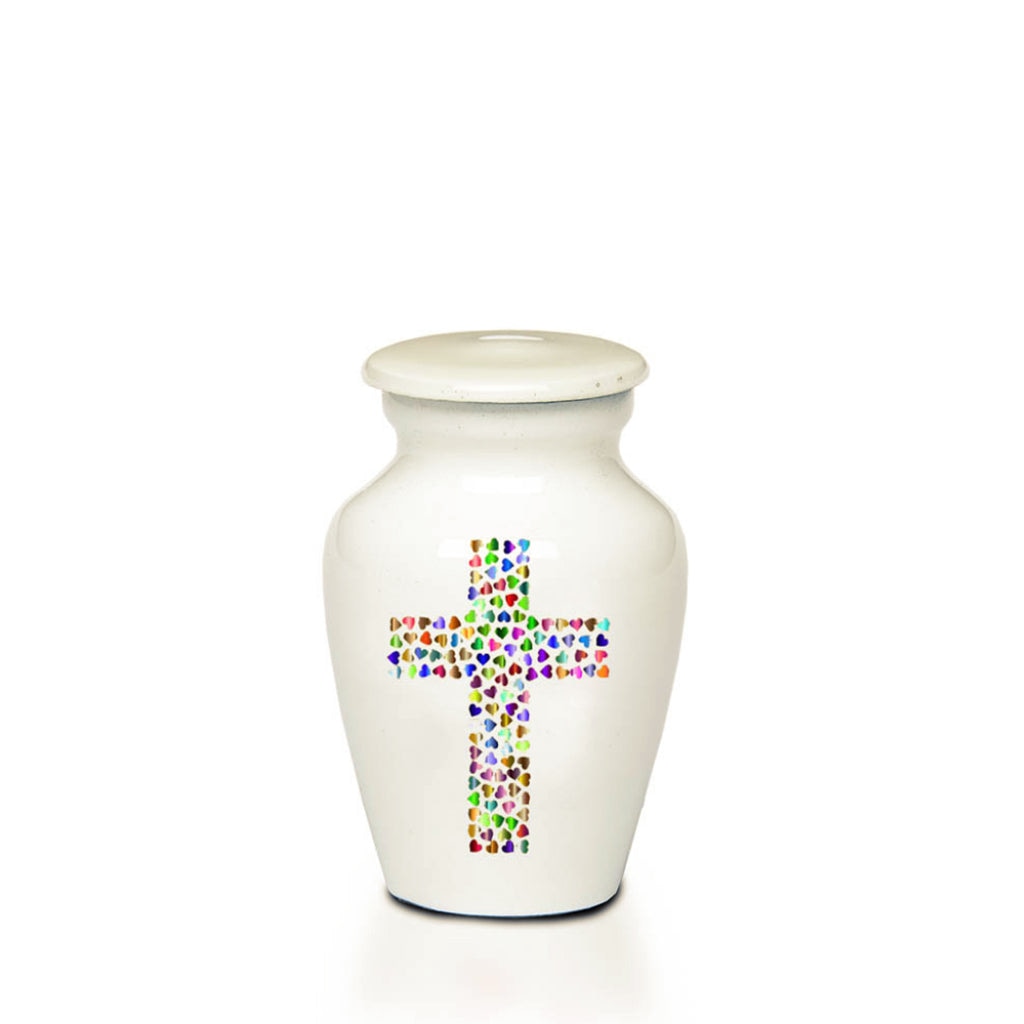 KEEPSAKE -Alloy Urn -4000- Colorful Heart Cross Design Bogati©