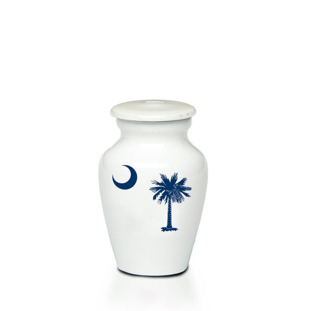 CKLEARANCE - KEEPSAKE -Alloy Urn -4000- WHITE with SOUTH CAROLINA design