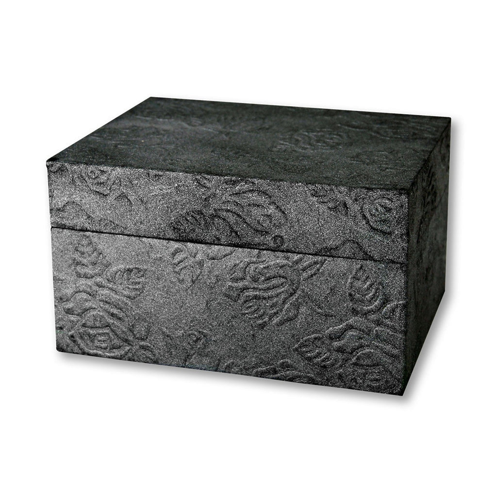 ADULT - Chest Earth Urn Embossed Metallic Black