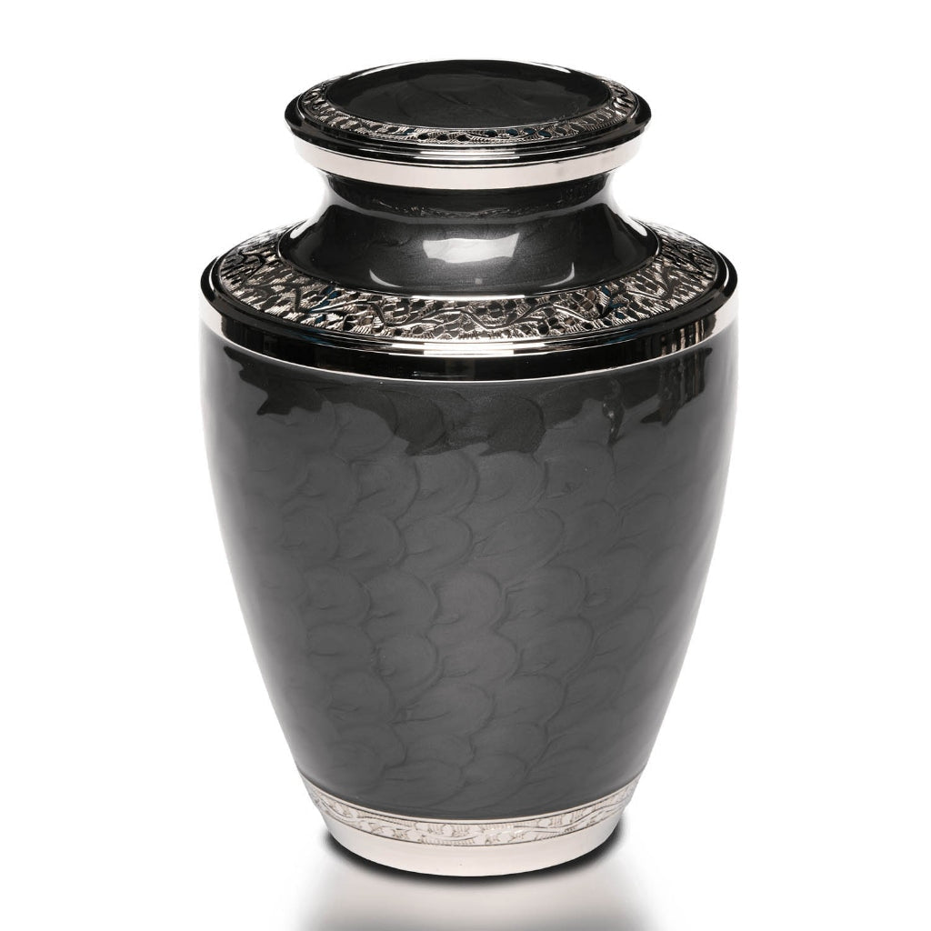 IMPERFECT SELECTION - ADULT Nickel plated Brass Urn 5-5541- CHARCOAL with Silver