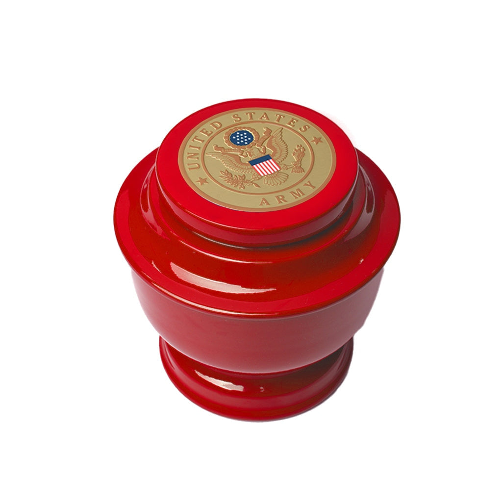 ADULT - Simple Alloy Urn -5-5050- Red with Military Emblem Army