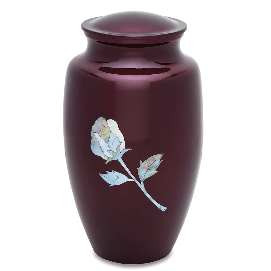 ADULT Alloy urn - Mother of Pearl Rose Burgundy
