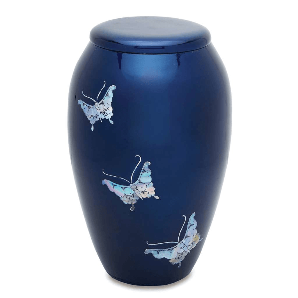ADULT Alloy- 7519 - Blue with Mother of Pearl Butterflies