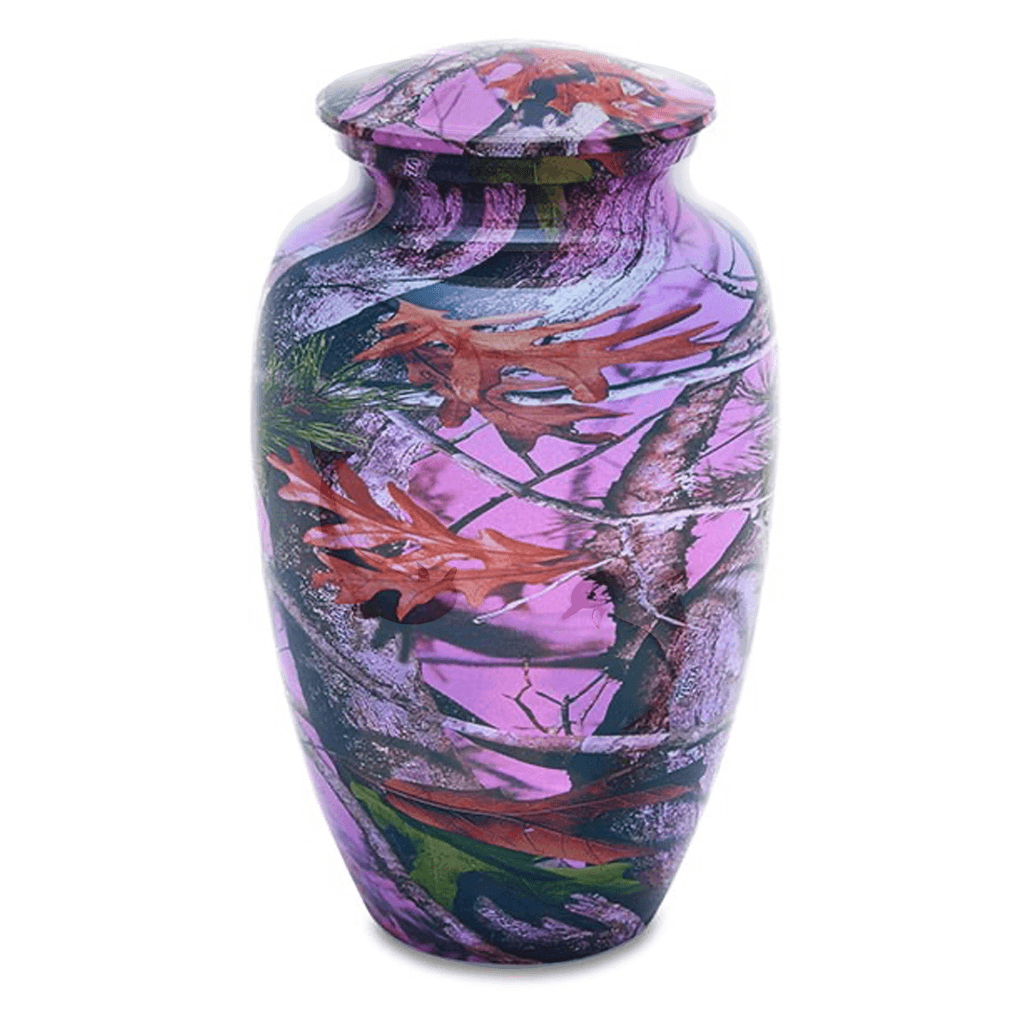 ADULT Alloy urn - Hydro-painted Camo design Pink