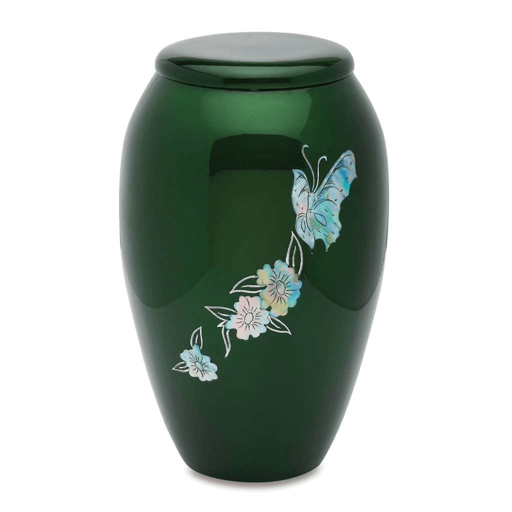 ADULT Alloy - 7535- Green with Mother of Pearl Butterfly