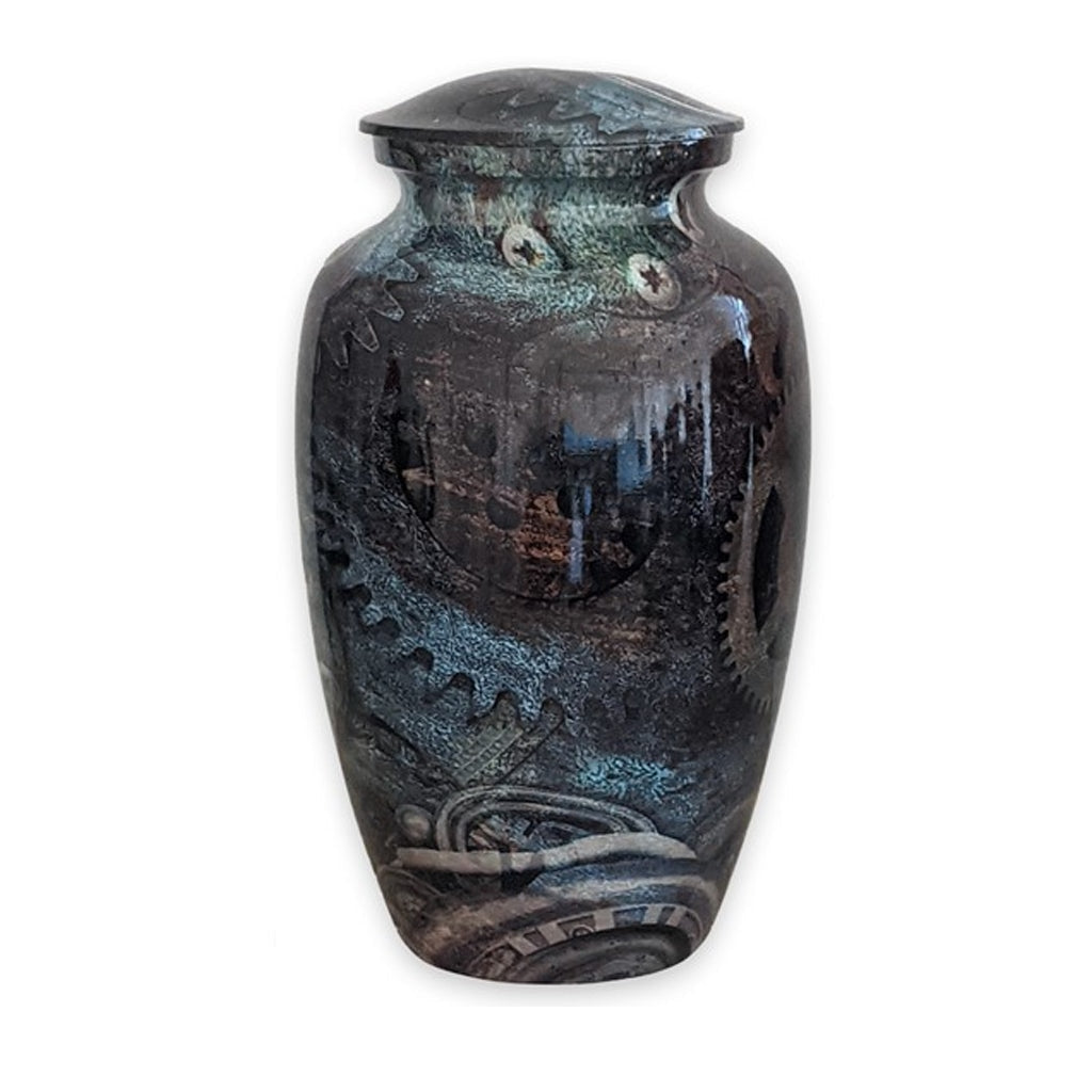 ADULT Alloy urn -7590- Hydro-painted Industrialism