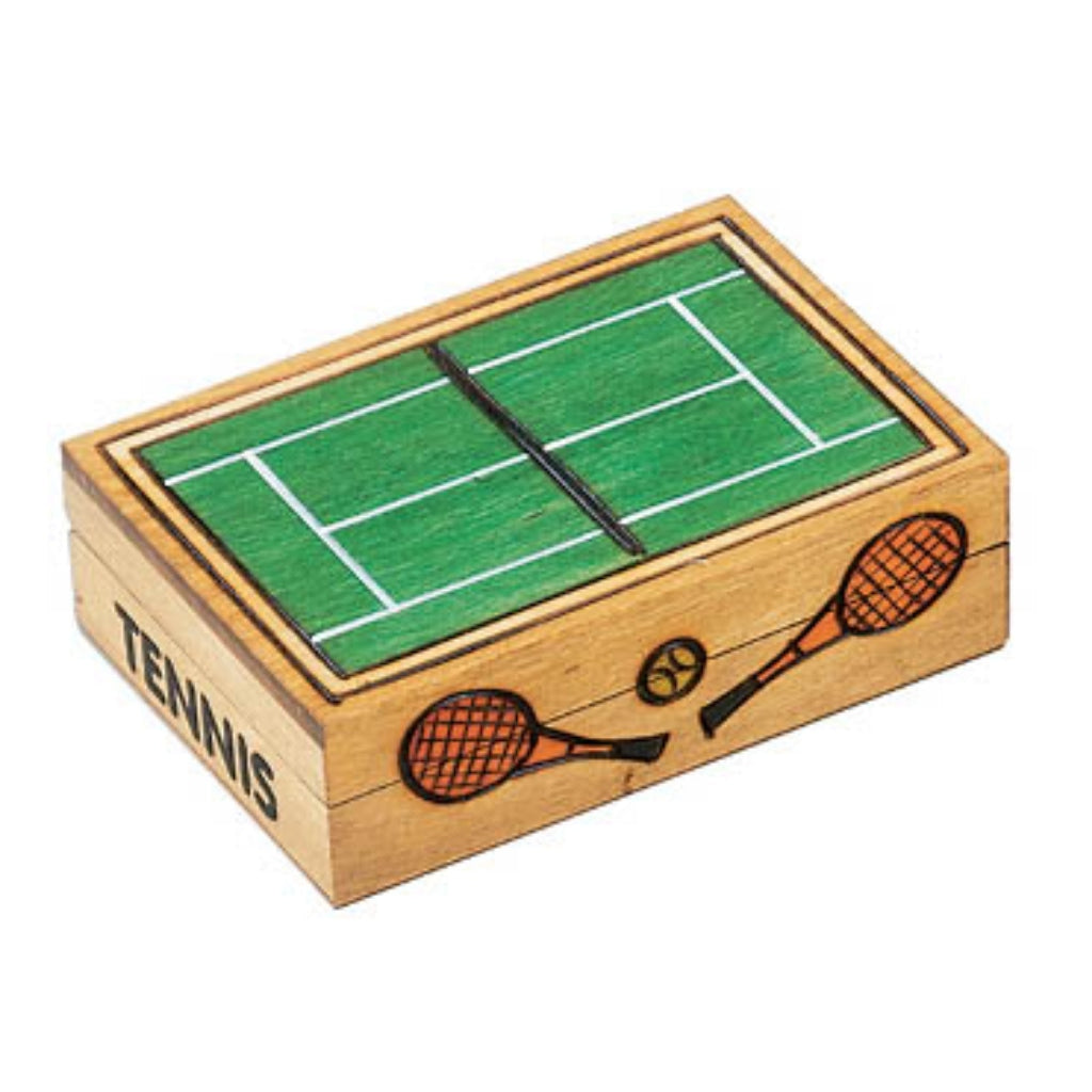 CLEARANCE – Hand-Made Linden Wood Urn Box -7656- Tennis Court