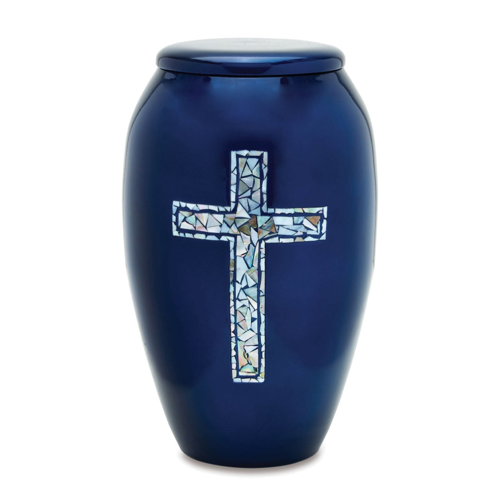 ADULT Alloy - 7712 - Blue with Mother of Pearl Cross