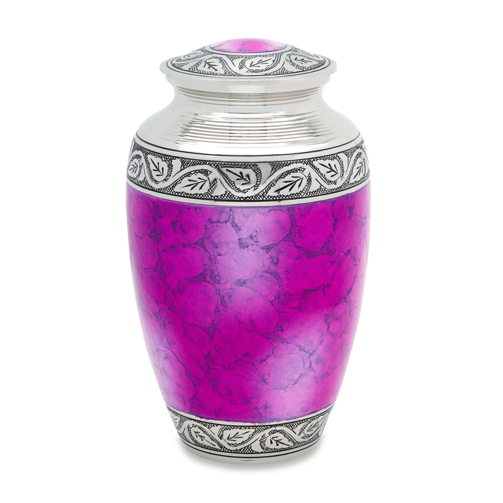 ADULT Brass urn with Nickel accents - Grecian Grecian Pink