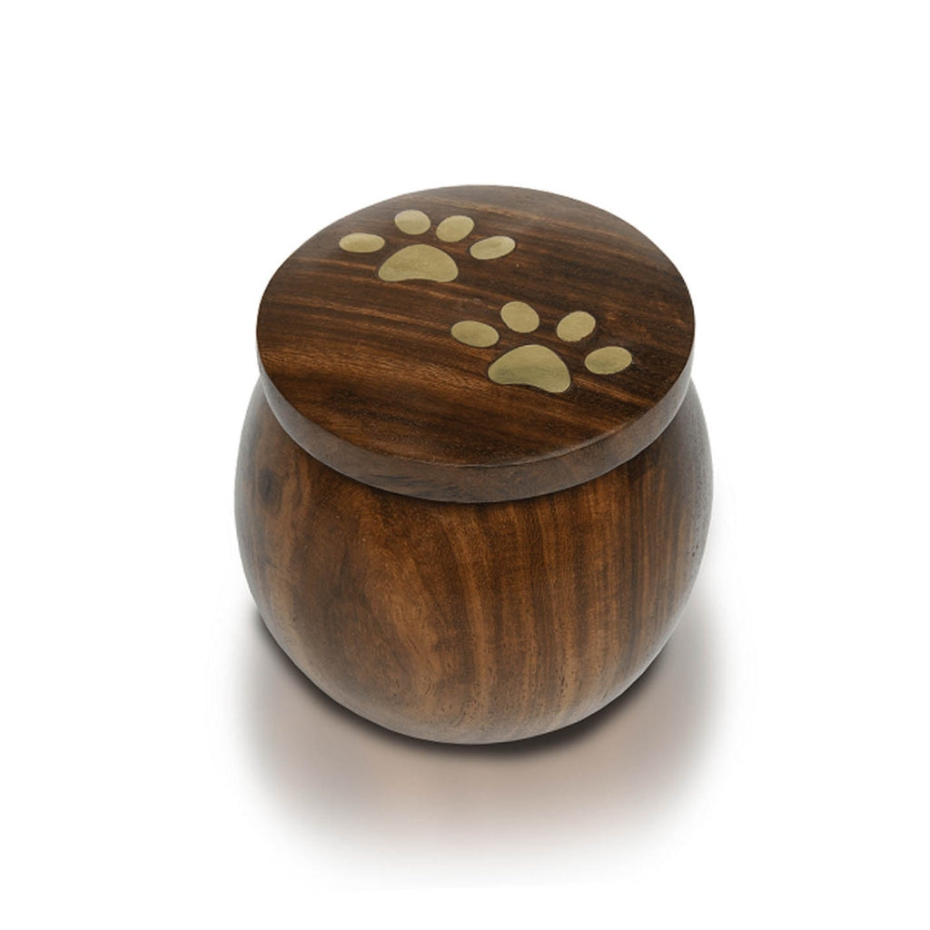 IMPERFECT SELECTION - SMALL Rosewood "Paw Pot" Urn -811- Brass Paw Prints