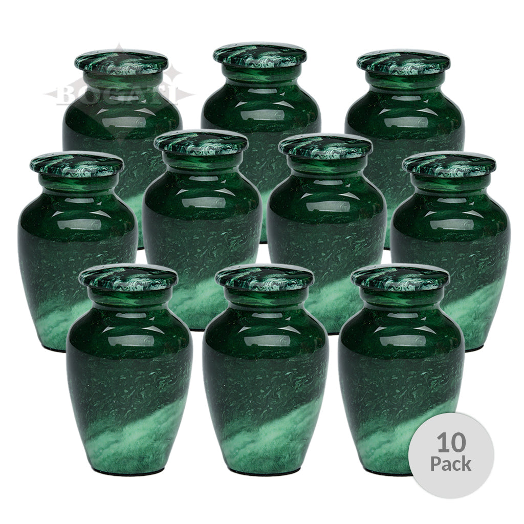 KEEPSAKE Classic Alloy Urn -9003- Malachite Green Swirl - Pack of 10