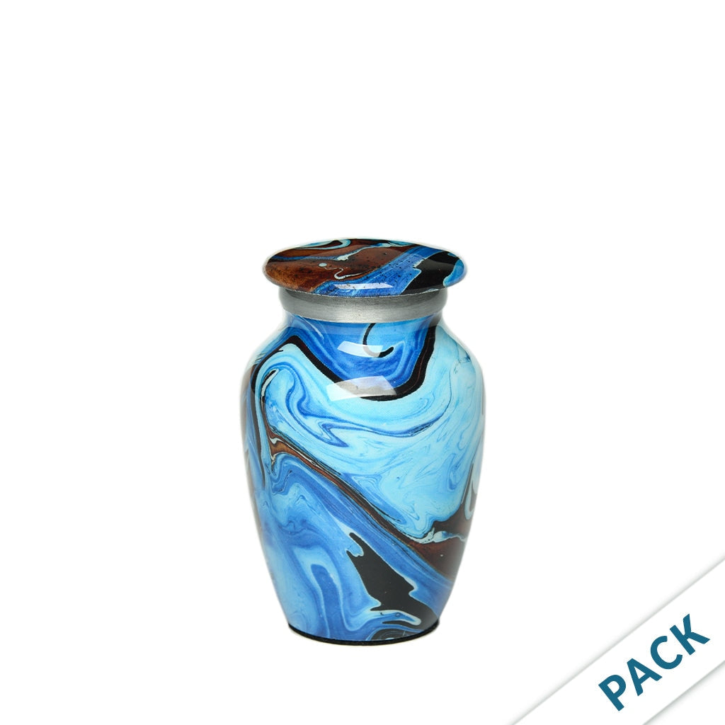 KEEPSAKE Classic Alloy Urn -9006- Brown and Blue Swirl - Pack of 10