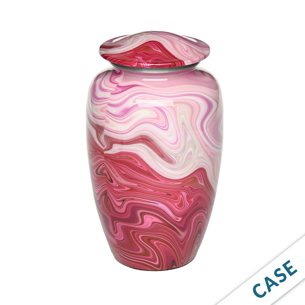 CLEARANCE - ADULT Classic Alloy Urn -9008- Red and Pink Swirl - Case of 4