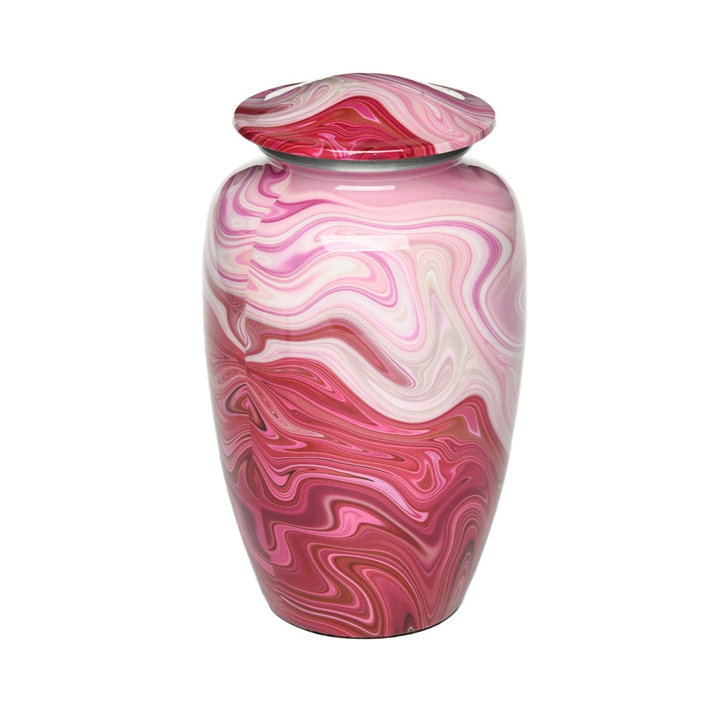CLEARANCE - ADULT Classic Alloy Urn -9008- Red and Pink Swirl