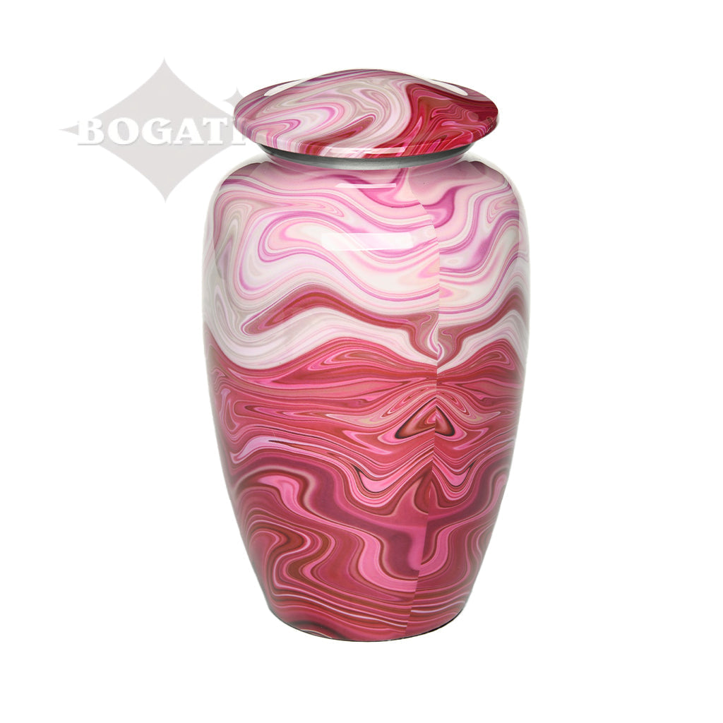 CLEARANCE - ADULT Classic Alloy Urn -9008- Red and Pink Swirl - Case of 4