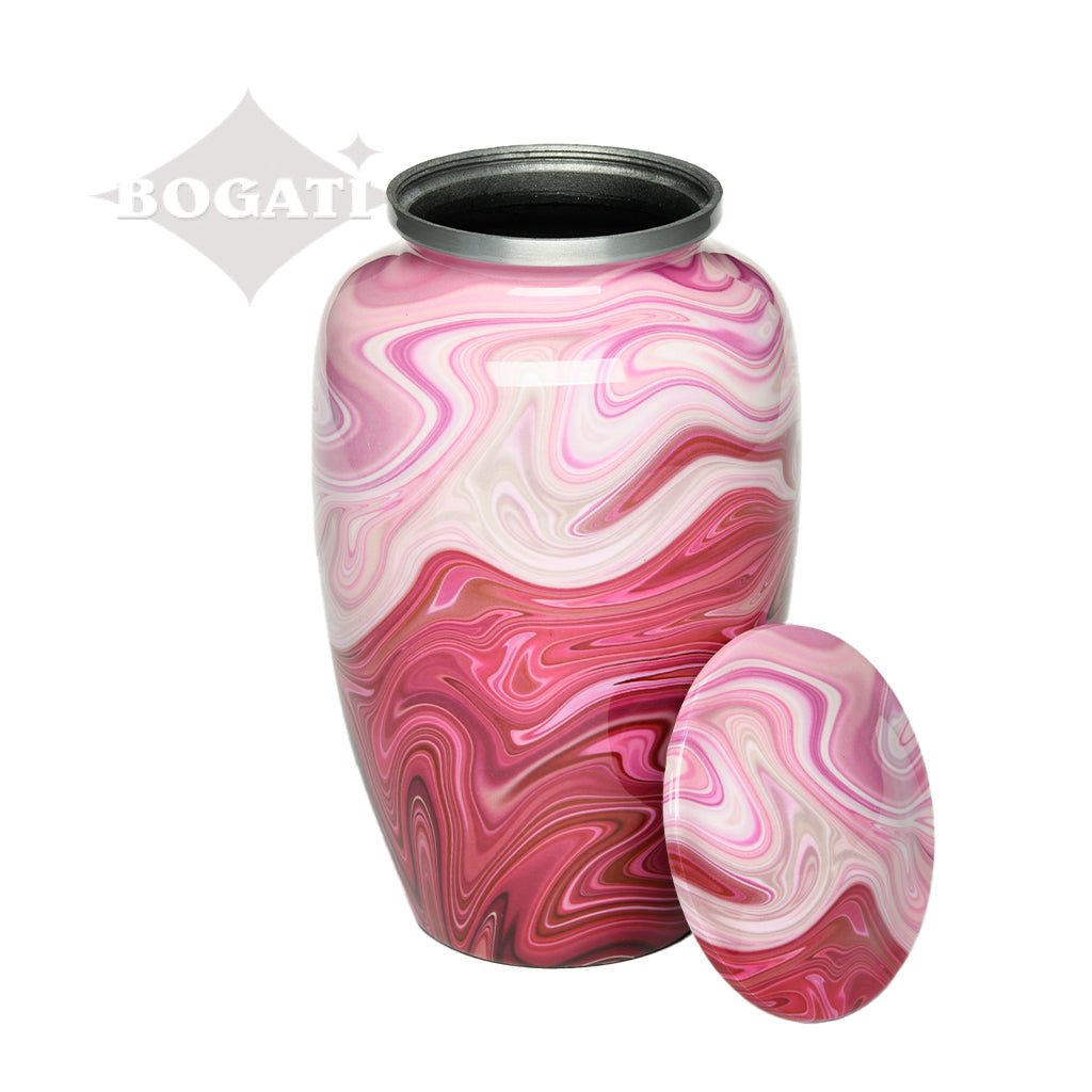 CLEARANCE - ADULT Classic Alloy Urn -9008- Red and Pink Swirl - Case of 4