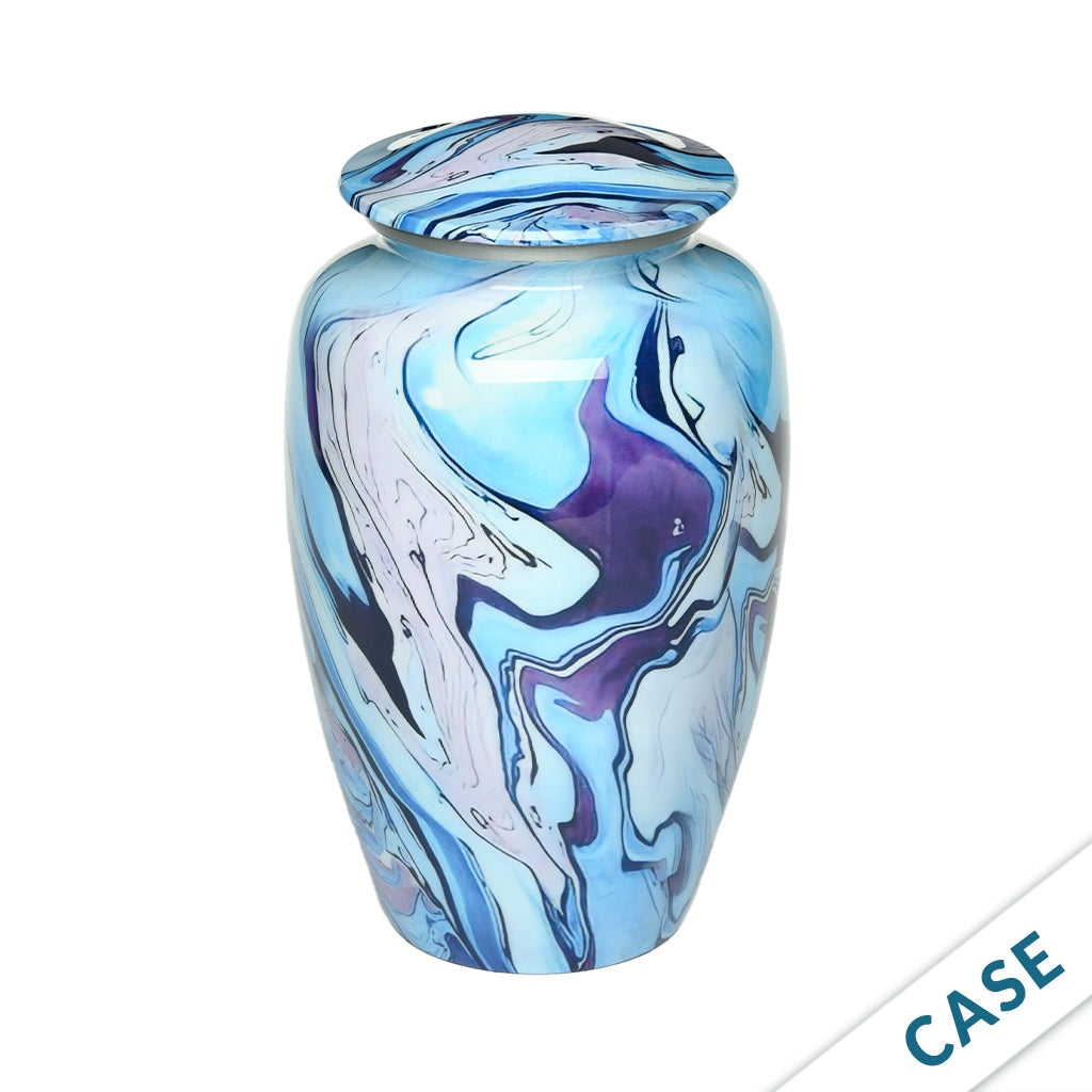 ADULT Classic Alloy Urn -9010- Blue and Purple Swirl - Case of 4